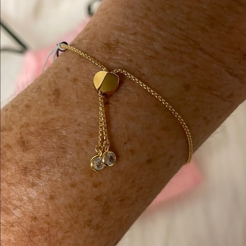 KATE SPADE NEW YORK MINNIE MOUSE SLIDE ADJUSTABLE BRACELET GOLD CZ DISNEY - Picture 6 of 7